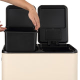Birch Rectangular 16 Gallon (60L) Dual Compartment Recycling Step Pedal Trash Can with Soft-Close Double Lids