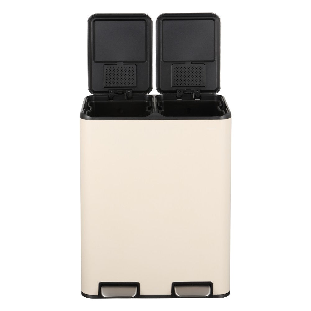 Birch Rectangular 16 Gallon (60L) Dual Compartment Recycling Step Pedal Trash Can with Soft-Close Double Lids