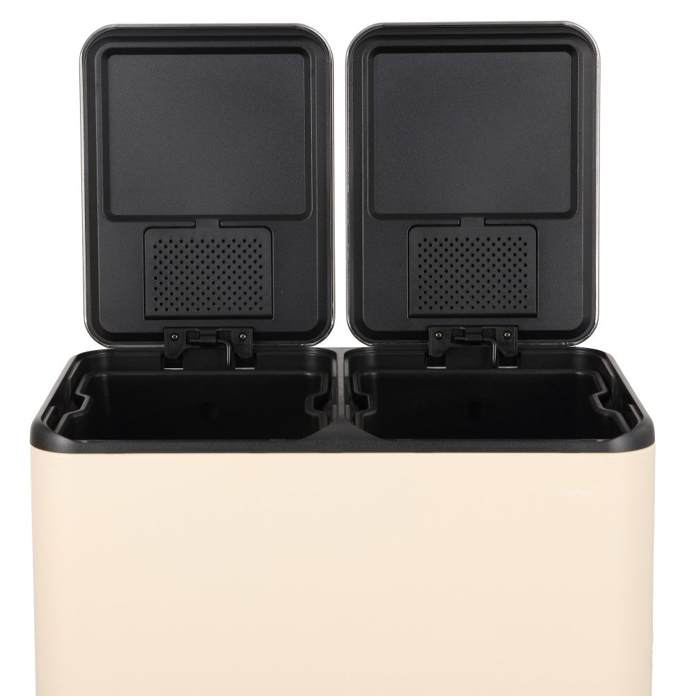 Birch Rectangular 16 Gallon (60L) Dual Compartment Recycling Step Pedal Trash Can with Soft-Close Double Lids