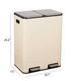 Birch Rectangular 16 Gallon (60L) Dual Compartment Recycling Step Pedal Trash Can with Soft-Close Double Lids
