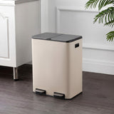Birch Rectangular 16 Gallon (60L) Dual Compartment Recycling Step Pedal Trash Can with Soft-Close Double Lids