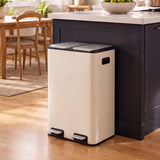 Birch Rectangular 16 Gallon (60L) Dual Compartment Recycling Step Pedal Trash Can with Soft-Close Double Lids