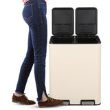 Birch Rectangular 16 Gallon (60L) Dual Compartment Recycling Step Pedal Trash Can with Soft-Close Double Lids