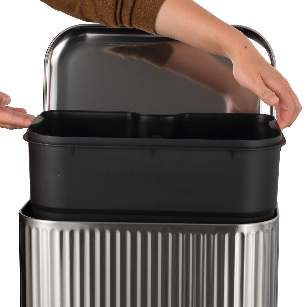 Elm Ribbed Rectangular 13.2 Gallon (50L) Step Pedal Trash Can with Soft-Close Lid