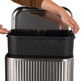 Elm Ribbed Rectangular 13.2 Gallon (50L) Step Pedal Trash Can with Soft-Close Lid