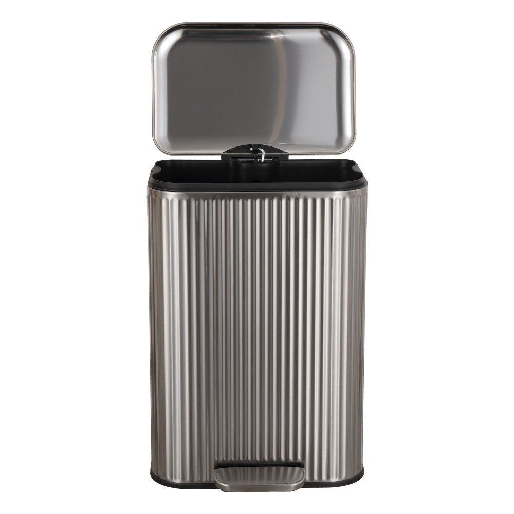 Elm Ribbed Rectangular 13.2 Gallon (50L) Step Pedal Trash Can with Soft-Close Lid
