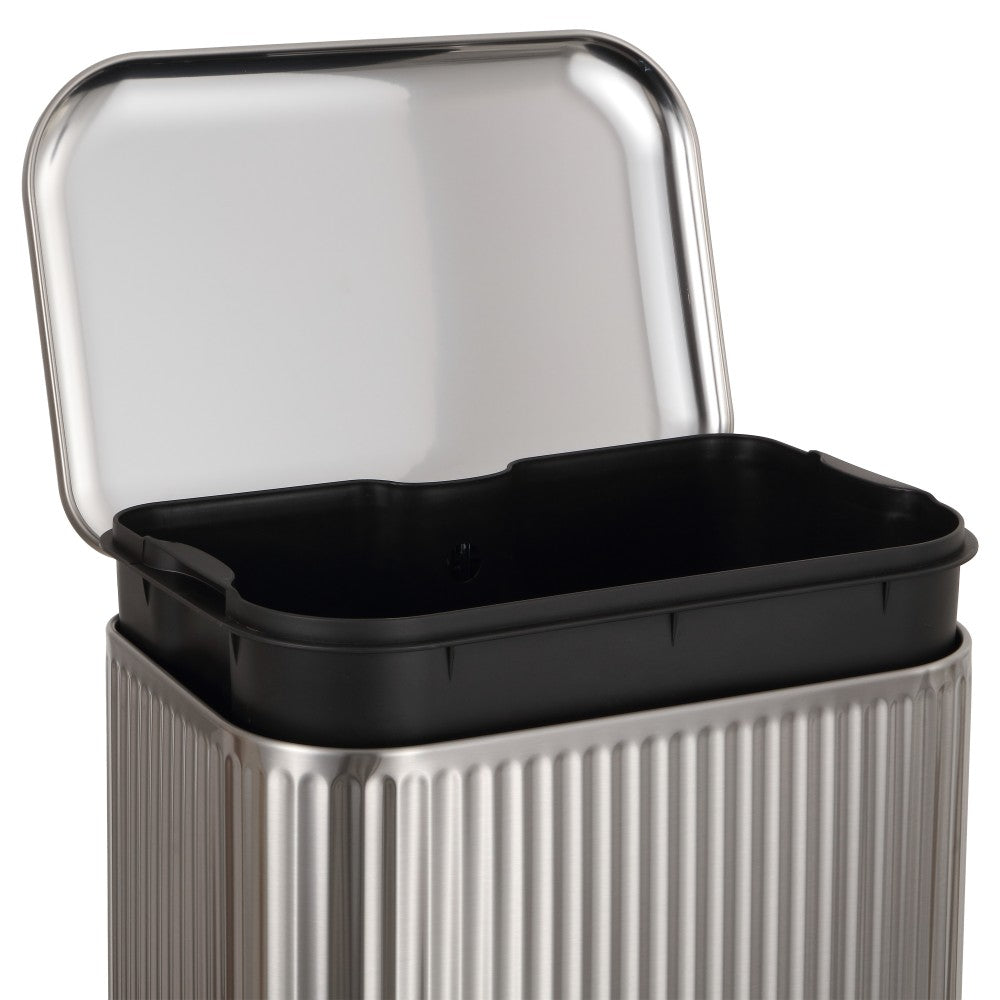 Elm Ribbed Rectangular 13.2 Gallon (50L) Step Pedal Trash Can with Soft-Close Lid