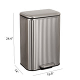 Elm Ribbed Rectangular 13.2 Gallon (50L) Step Pedal Trash Can with Soft-Close Lid