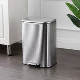 Elm Ribbed Rectangular 13.2 Gallon (50L) Step Pedal Trash Can with Soft-Close Lid