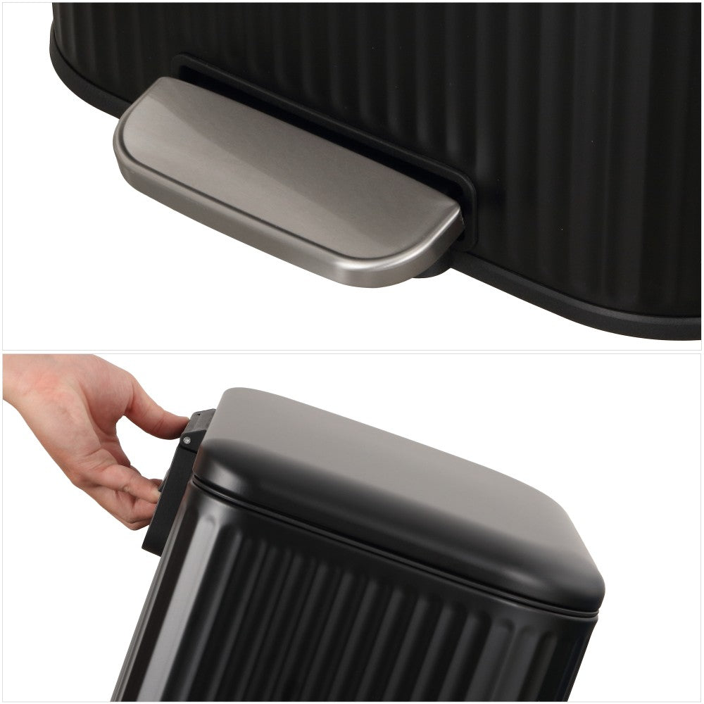 Elm Ribbed Rectangular 13.2 Gallon (50L) Step Pedal Trash Can with Soft-Close Lid
