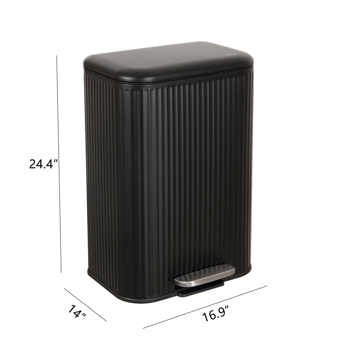 Elm Ribbed Rectangular 13.2 Gallon (50L) Step Pedal Trash Can with Soft-Close Lid