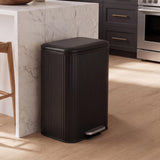 Elm Ribbed Rectangular 13.2 Gallon (50L) Step Pedal Trash Can with Soft-Close Lid