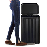 Elm Ribbed Rectangular 13.2 Gallon (50L) Step Pedal Trash Can with Soft-Close Lid