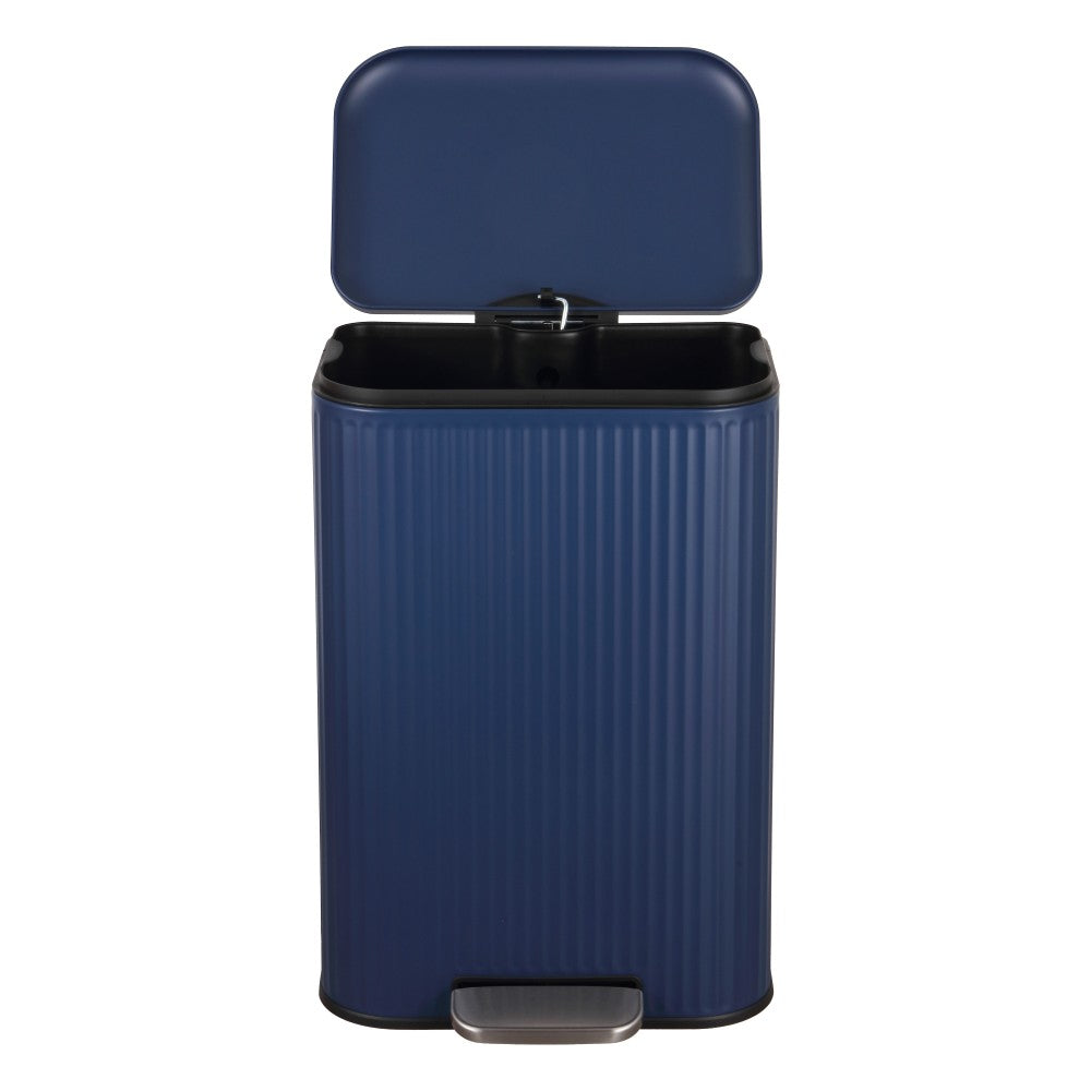 Elm Ribbed Rectangular 13.2 Gallon (50L) Step Pedal Trash Can with Soft-Close Lid