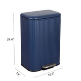 Elm Ribbed Rectangular 13.2 Gallon (50L) Step Pedal Trash Can with Soft-Close Lid