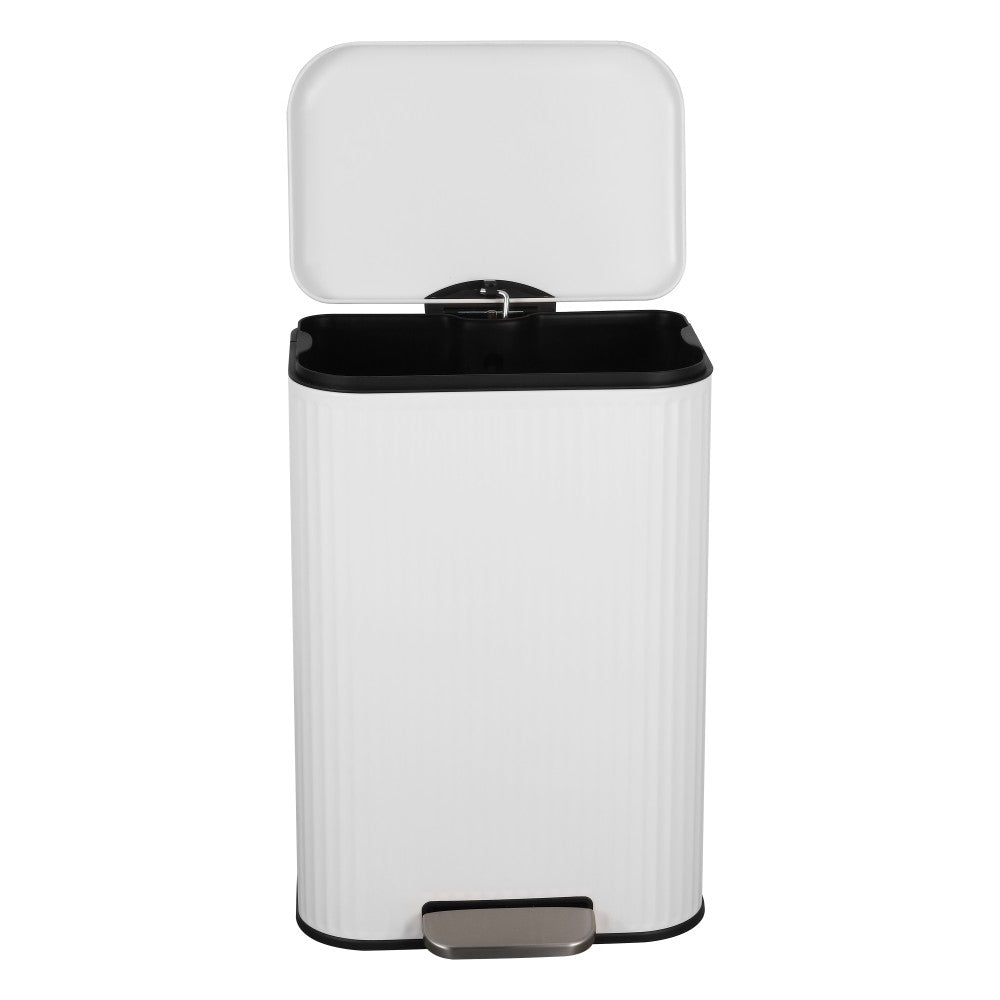 Elm Ribbed Rectangular 13.2 Gallon (50L) Step Pedal Trash Can with Soft-Close Lid