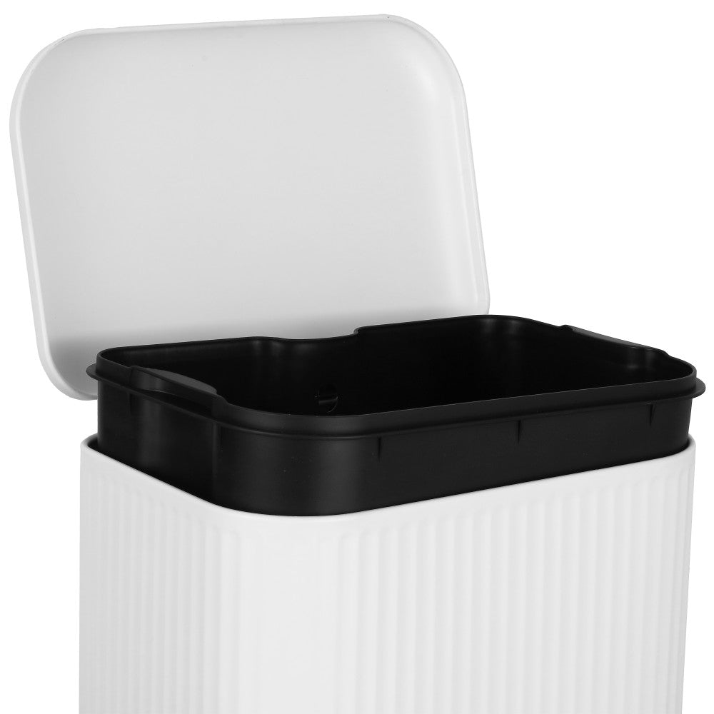 Elm Ribbed Rectangular 13.2 Gallon (50L) Step Pedal Trash Can with Soft-Close Lid