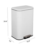 Elm Ribbed Rectangular 13.2 Gallon (50L) Step Pedal Trash Can with Soft-Close Lid