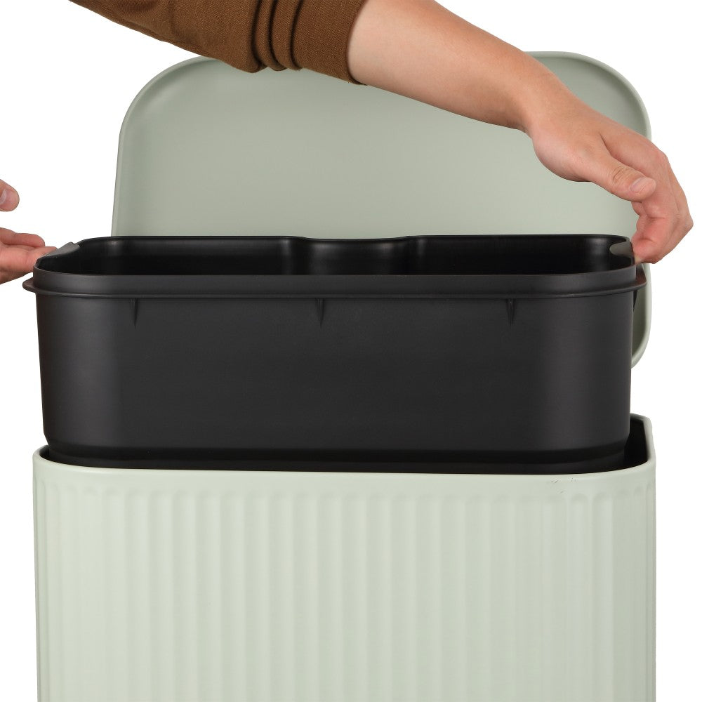 Elm Ribbed Rectangular 13.2 Gallon (50L) Step Pedal Trash Can with Soft-Close Lid