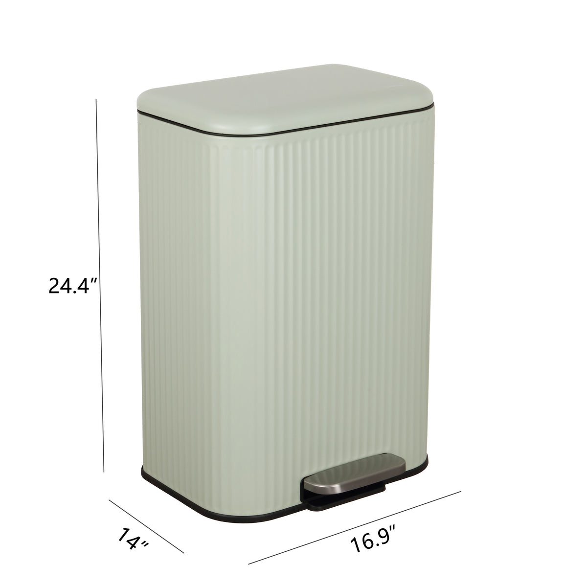 Elm Ribbed Rectangular 13.2 Gallon (50L) Step Pedal Trash Can with Soft-Close Lid