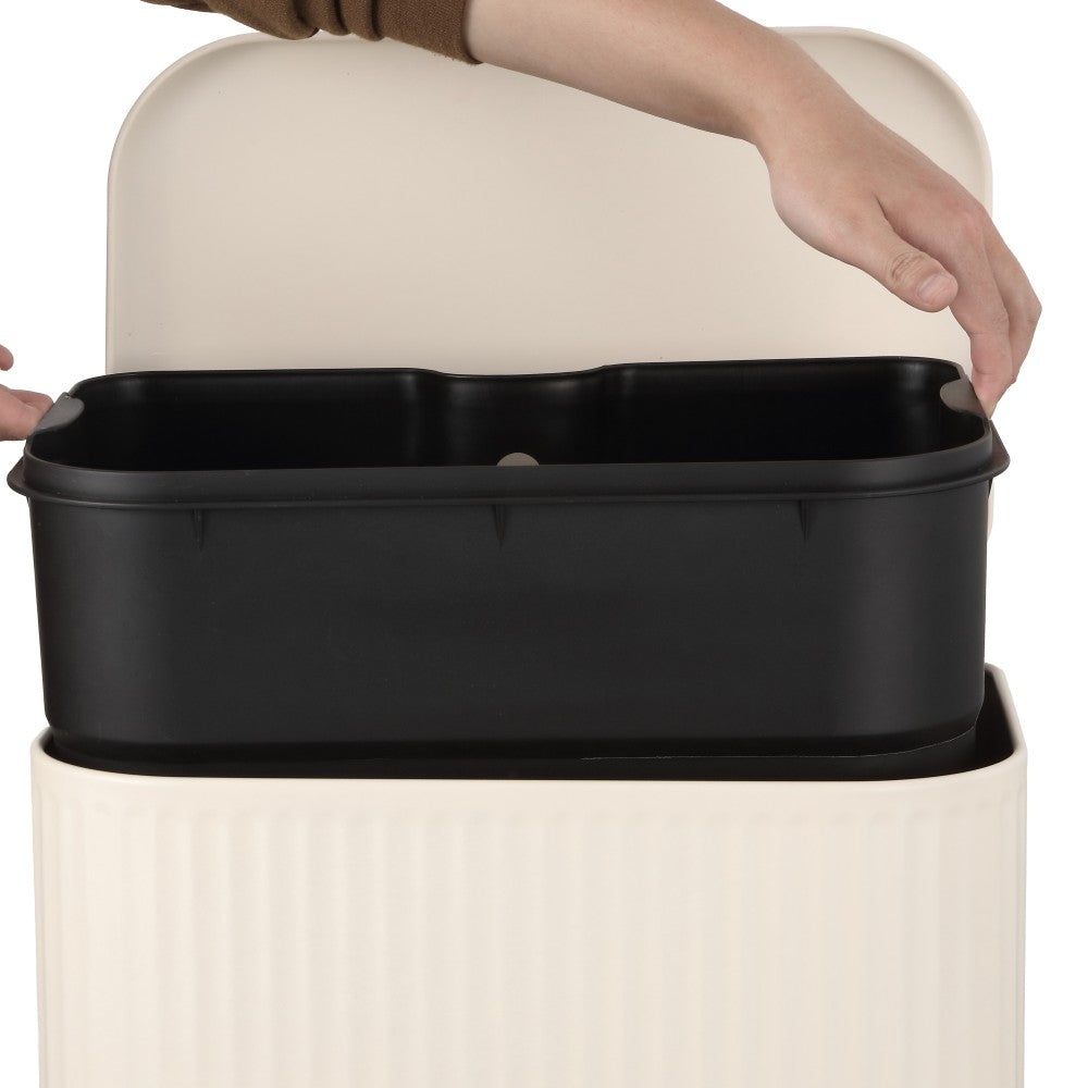 Elm Ribbed Rectangular 13.2 Gallon (50L) Step Pedal Trash Can with Soft-Close Lid