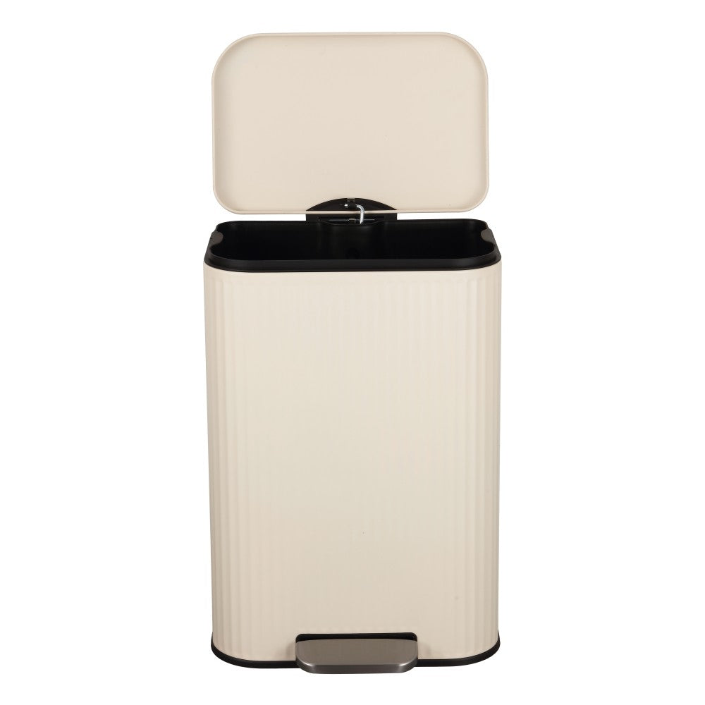 Elm Ribbed Rectangular 13.2 Gallon (50L) Step Pedal Trash Can with Soft-Close Lid