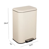 Elm Ribbed Rectangular 13.2 Gallon (50L) Step Pedal Trash Can with Soft-Close Lid
