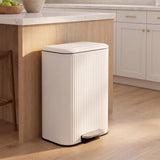 Elm Ribbed Rectangular 13.2 Gallon (50L) Step Pedal Trash Can with Soft-Close Lid