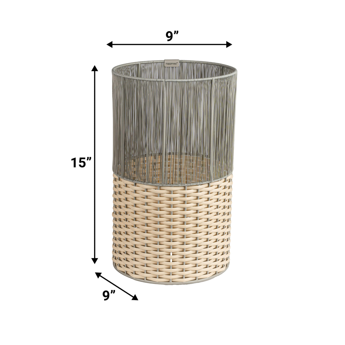 Harper Modern 4.13-Gallon 2-Tone Faux Wicker Cylinder Waste Basket
