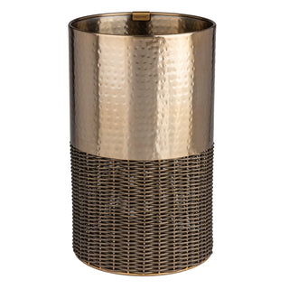 Asher Modern 4.13-Gallon 2-Tone Faux Wicker/Metal Cylinder Waste Basket