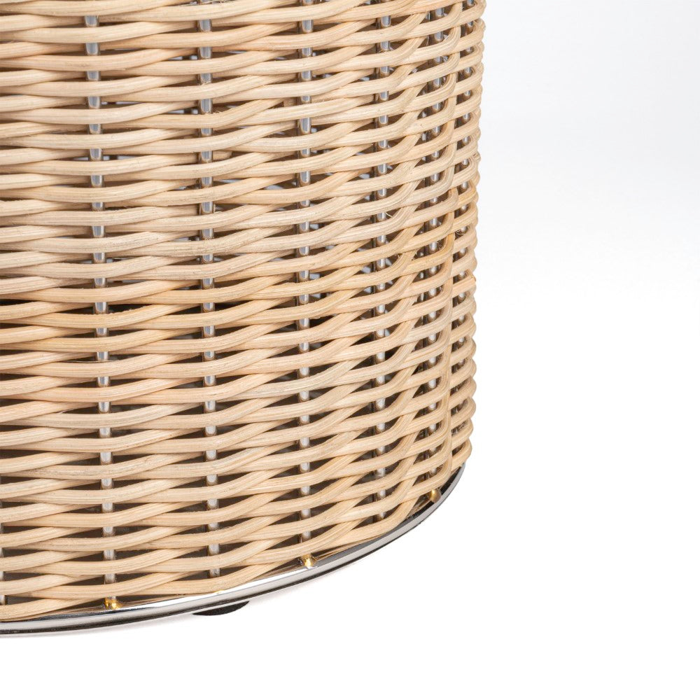Asher Modern 4.13-Gallon 2-Tone Faux Wicker/Metal Cylinder Waste Basket