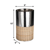 Asher Modern 4.13-Gallon 2-Tone Faux Wicker/Metal Cylinder Waste Basket