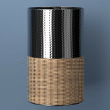 Asher Modern 4.13-Gallon 2-Tone Faux Wicker/Metal Cylinder Waste Basket