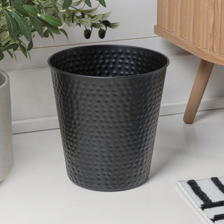Axel Modern Minimalist Hammered Steel 2-Gallon Wastebasket