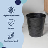 Axel Modern Minimalist Hammered Steel 2-Gallon Wastebasket
