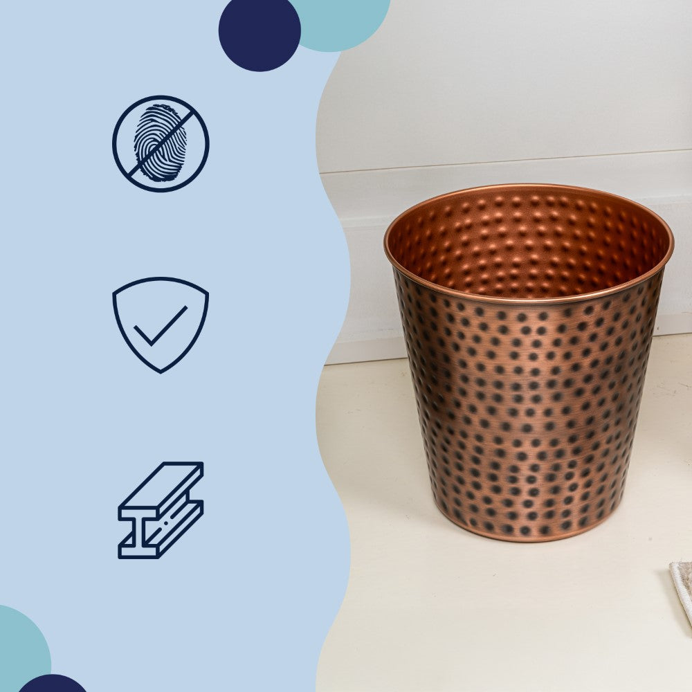 Axel Modern Minimalist Hammered Steel 2-Gallon Wastebasket
