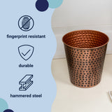 Axel Modern Minimalist Hammered Steel 2-Gallon Wastebasket