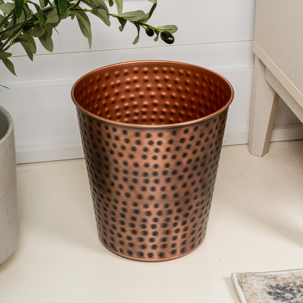 Axel Modern Minimalist Hammered Steel 2-Gallon Wastebasket