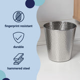 Axel Modern Minimalist Hammered Steel 2-Gallon Wastebasket