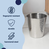 Axel Modern Minimalist Hammered Steel 2-Gallon Wastebasket