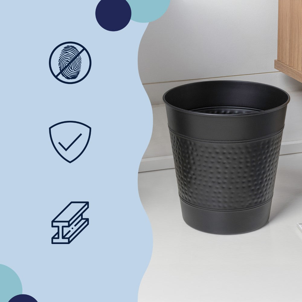 Riley Modern Classic Hammered Steel Accent 2-Gallon Wastebasket
