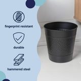 Riley Modern Classic Hammered Steel Accent 2-Gallon Wastebasket