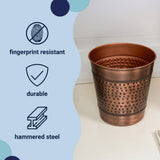 Riley Modern Classic Hammered Steel Accent 2-Gallon Wastebasket