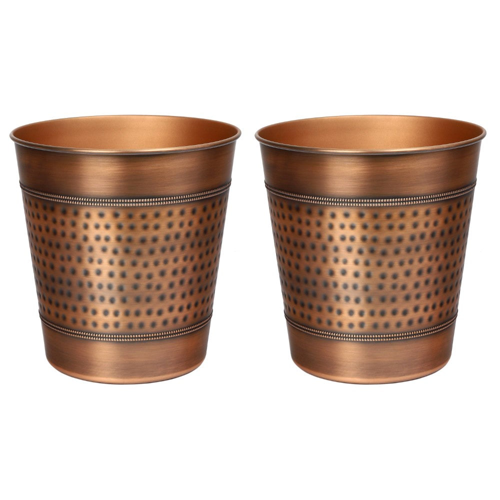 Riley Modern Classic Hammered Steel Accent 2-Gallon Wastebasket