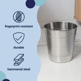 Riley Modern Classic Hammered Steel Accent 2-Gallon Wastebasket