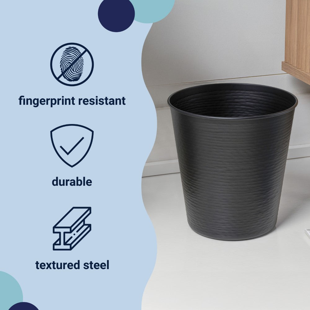 Remi Modern Classic Textured Steel 2-Gallon Wastebasket