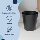 Remi Modern Classic Textured Steel 2-Gallon Wastebasket