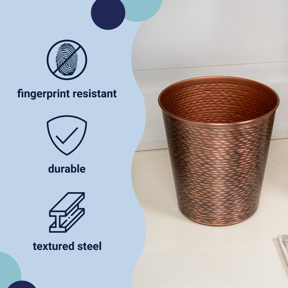 Remi Modern Classic Textured Steel 2-Gallon Wastebasket