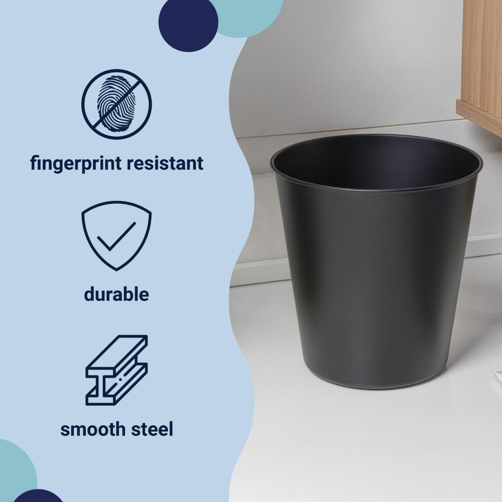 Nolan Modern Classic Smooth Steel 2-Gallon Wastebasket