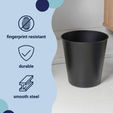 Nolan Modern Classic Smooth Steel 2-Gallon Wastebasket